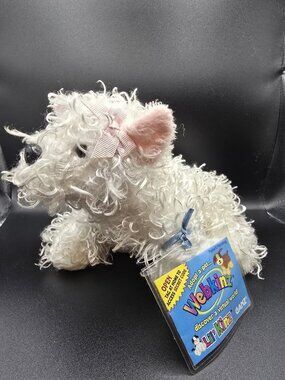 GANZ Webkinz Lil Kinz White Terrier Puppy Plush Dog Pink Bow HS106 Sealed Code